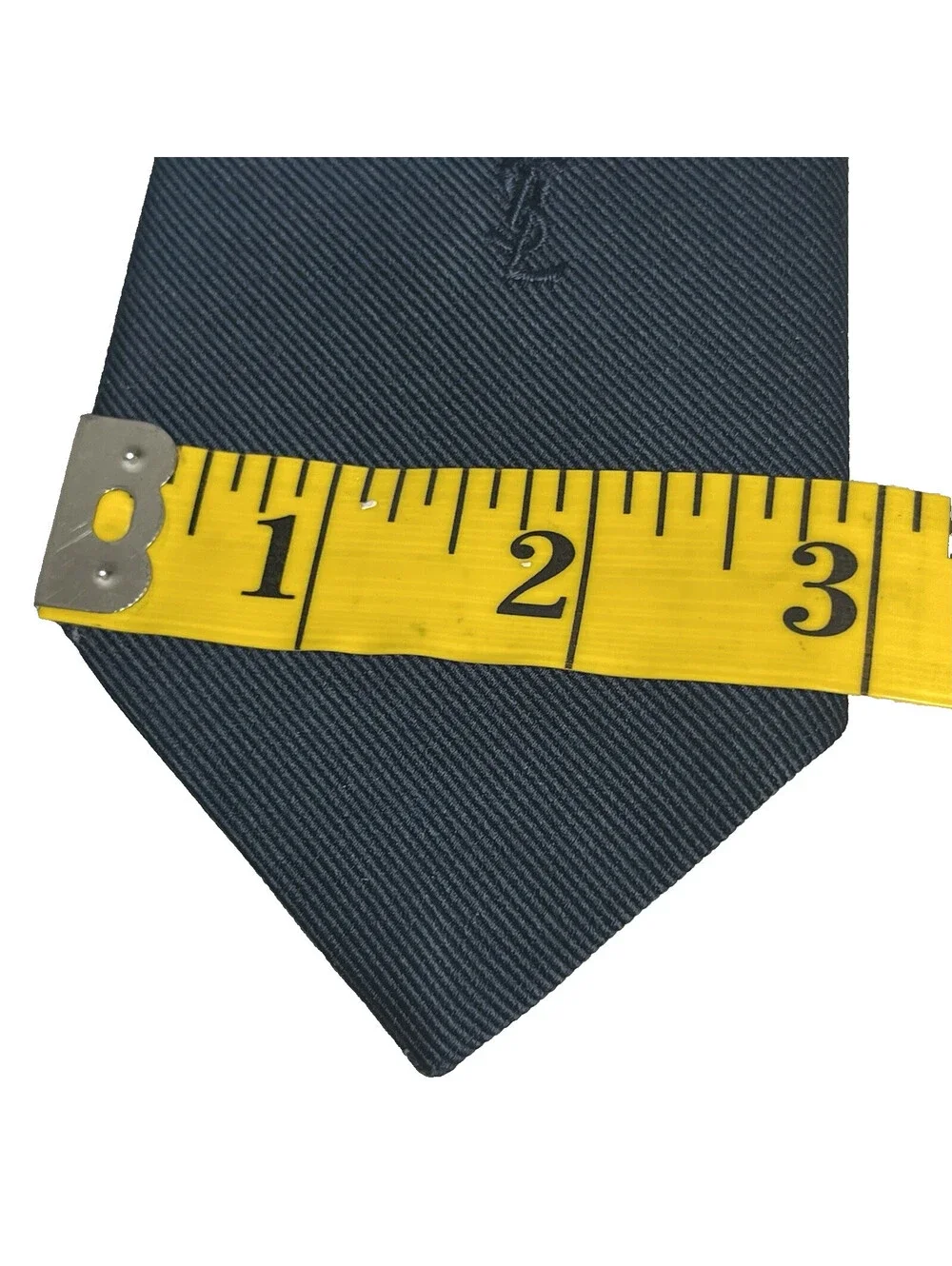 Yves Saint Laurent Mens Neck Tie Navy Blue YSL Monogram Logo Vintage